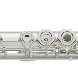 YFL462HLPGP Intermediate Flute, Sterling Silver Head/Body/Foot, Open Hole, Offset G, B Foot, Pointed Arms, Gold Plated Lip Plate, Case