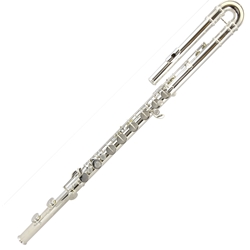 TJBASS Trevor James Bass Flute, Silver-Plated, Sterling Silver Lip Plate & Riser, Soldered Toneholes, Case